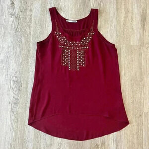 Womens Maurices Red/Burgundy Beaded Tank Top Blouse - M